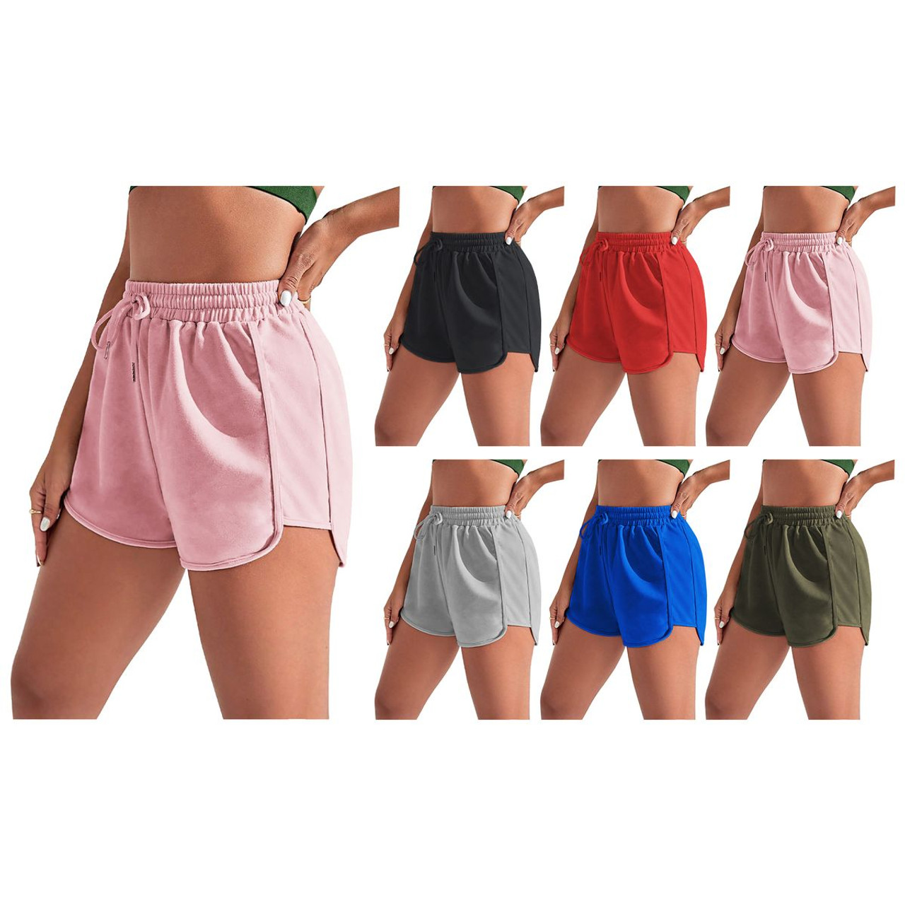 Women's High-Waist Active Running Shorts with Drawstring (5-Pack) product image