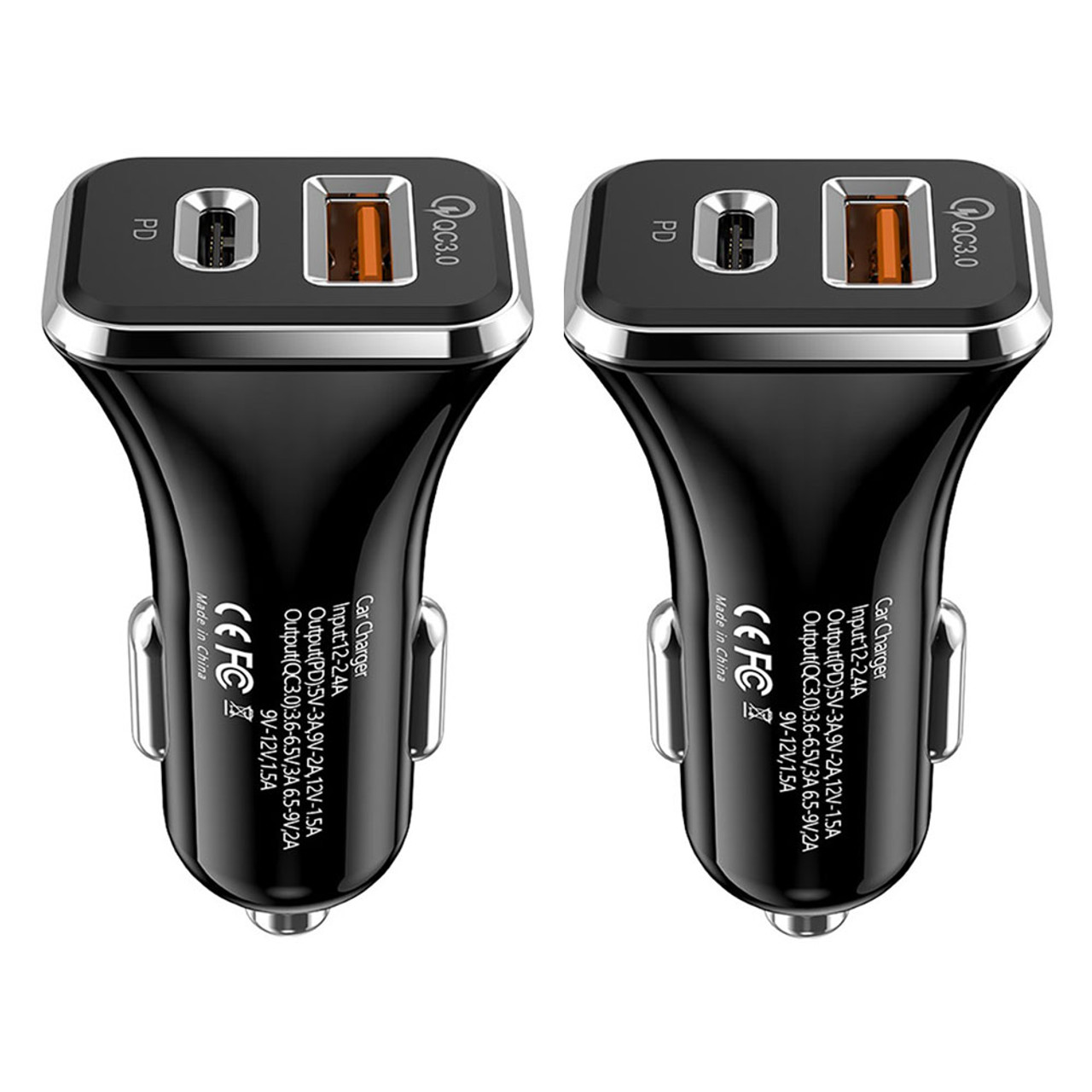 Universal 36W Fast Car Charger with USB-C PD & USB-A Ports product image