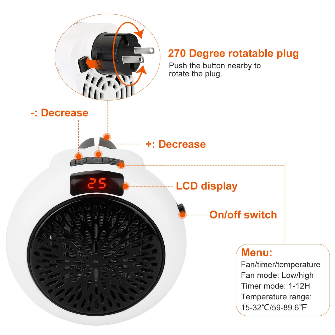 iMounTEK® 900W Portable Heater Fan product image