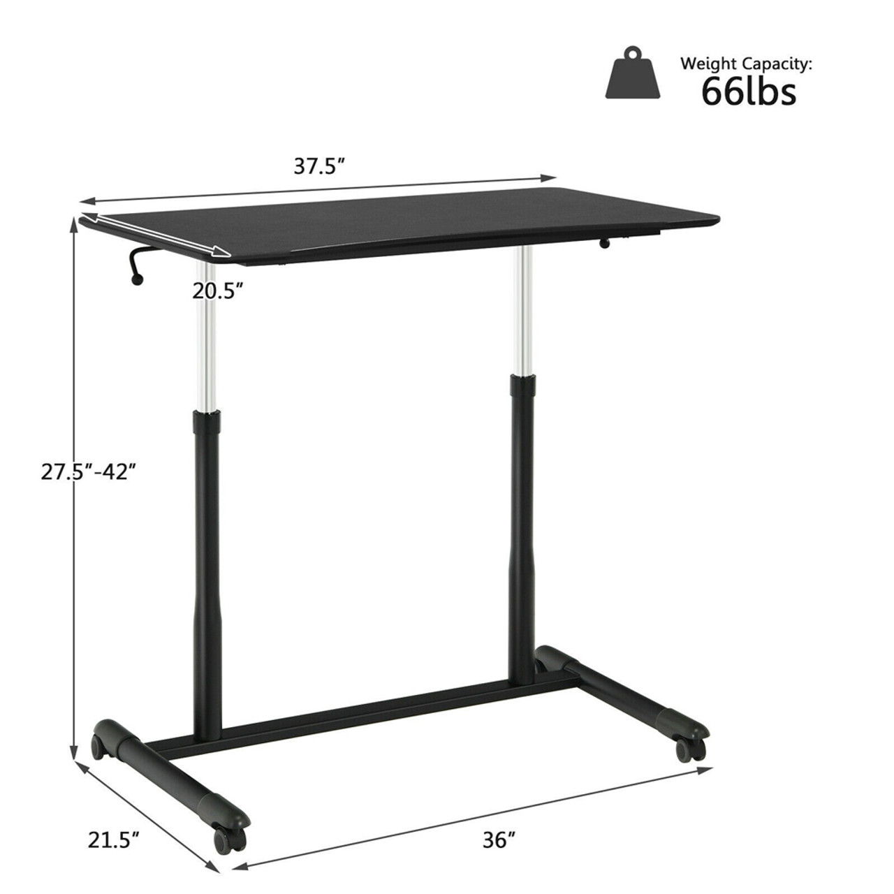 Rolling Height-Adjustable Sit/Stand Desk product image