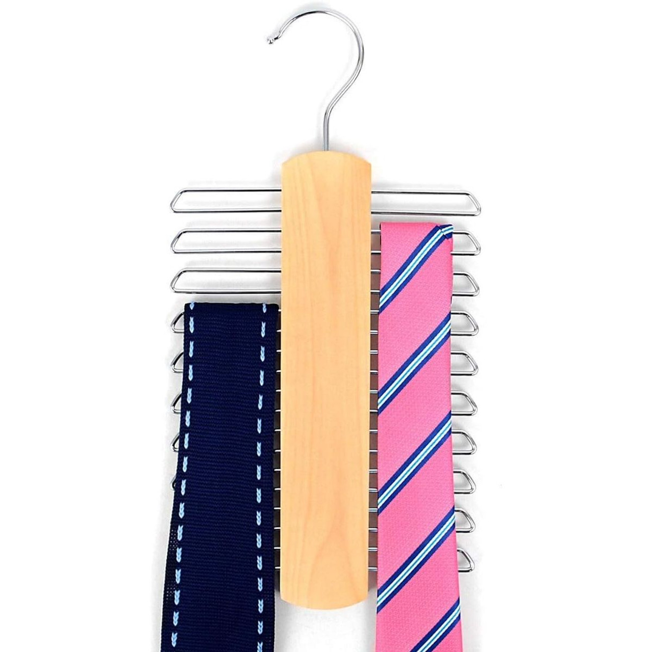 Natural Wooden Tie Hanger & Belt Rack product image