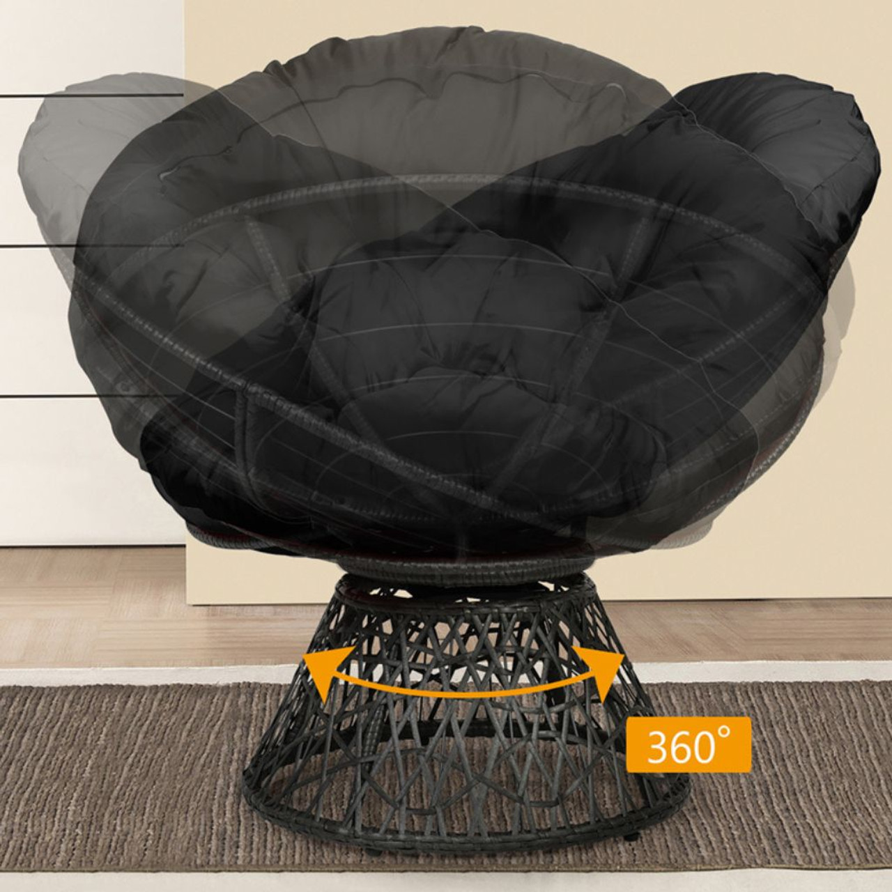 Rattan Ergonomic Swivel Papasan Chair product image
