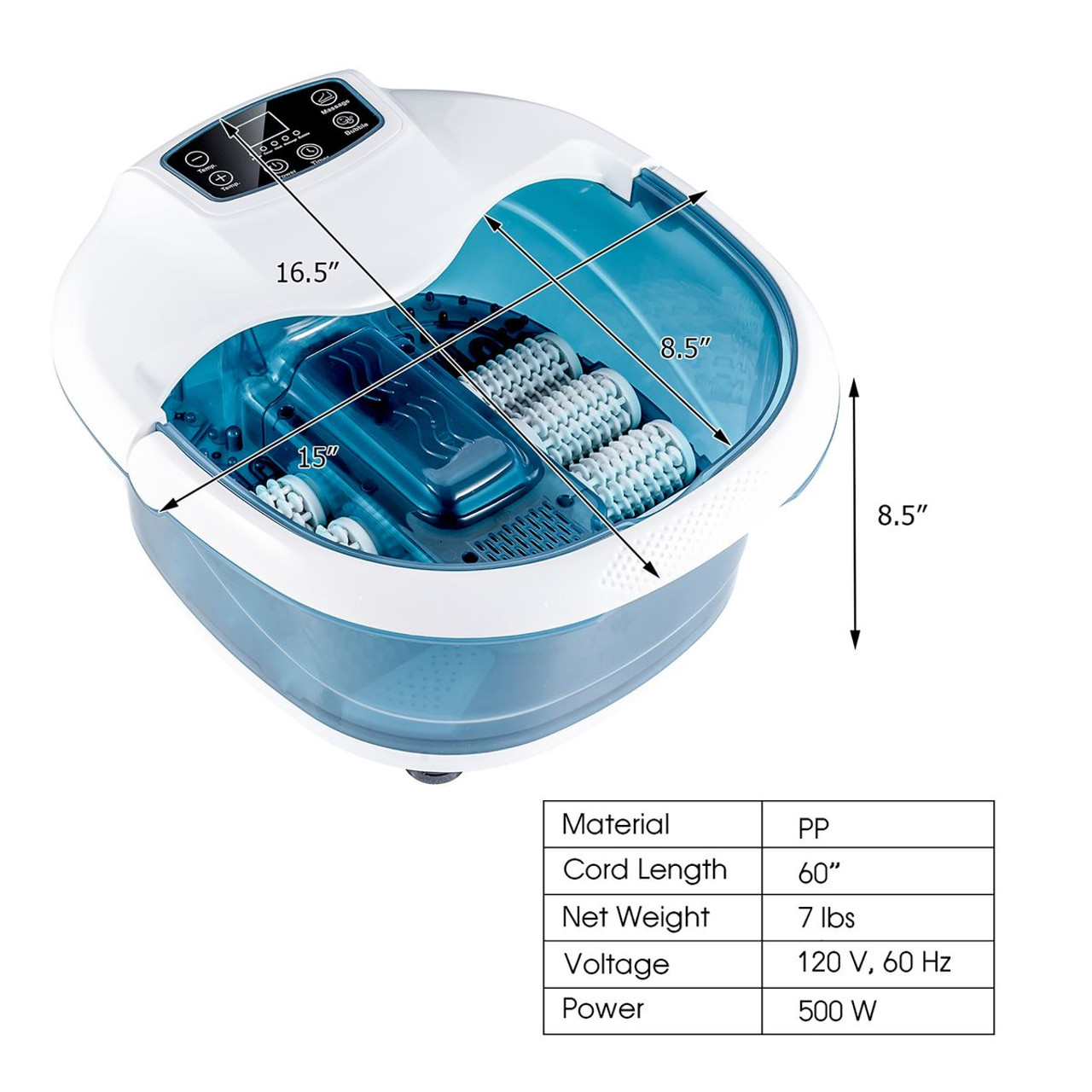 Foot Spa Tub with Bubbles and Electric Massage Rollers product image