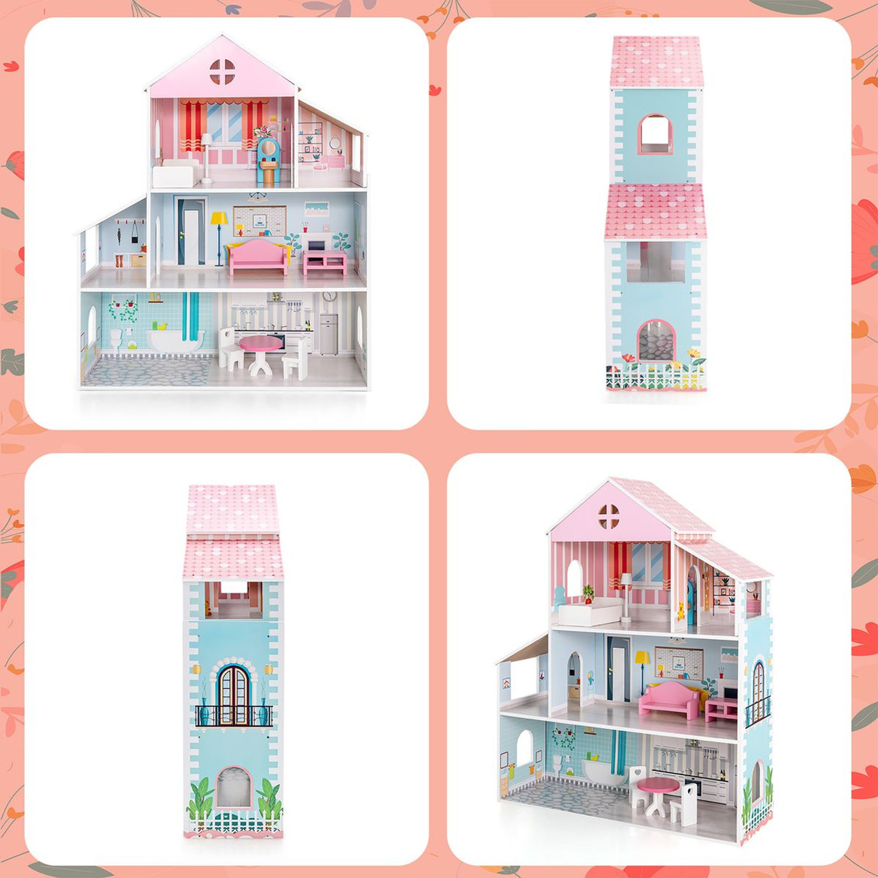 Kids' 3-Tier Toddler Doll House with Furniture product image Kids' 3-Tier Toddler Doll House with Furniture product image
