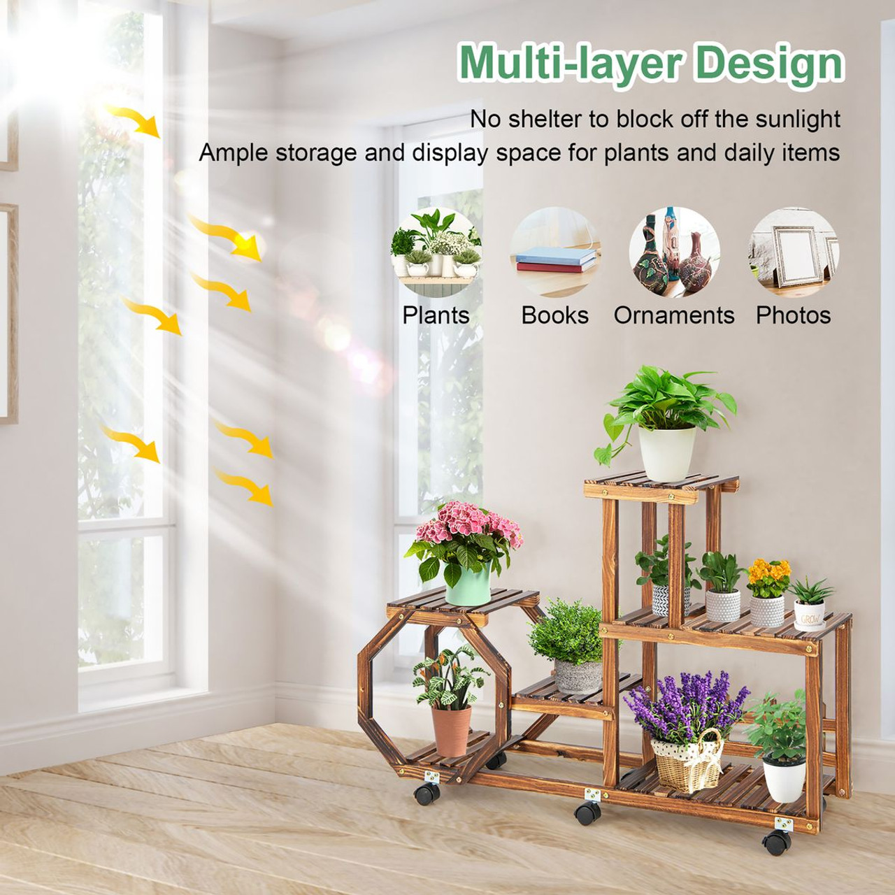 6-Layer Wooden Plant Stand for 8 Pots product image