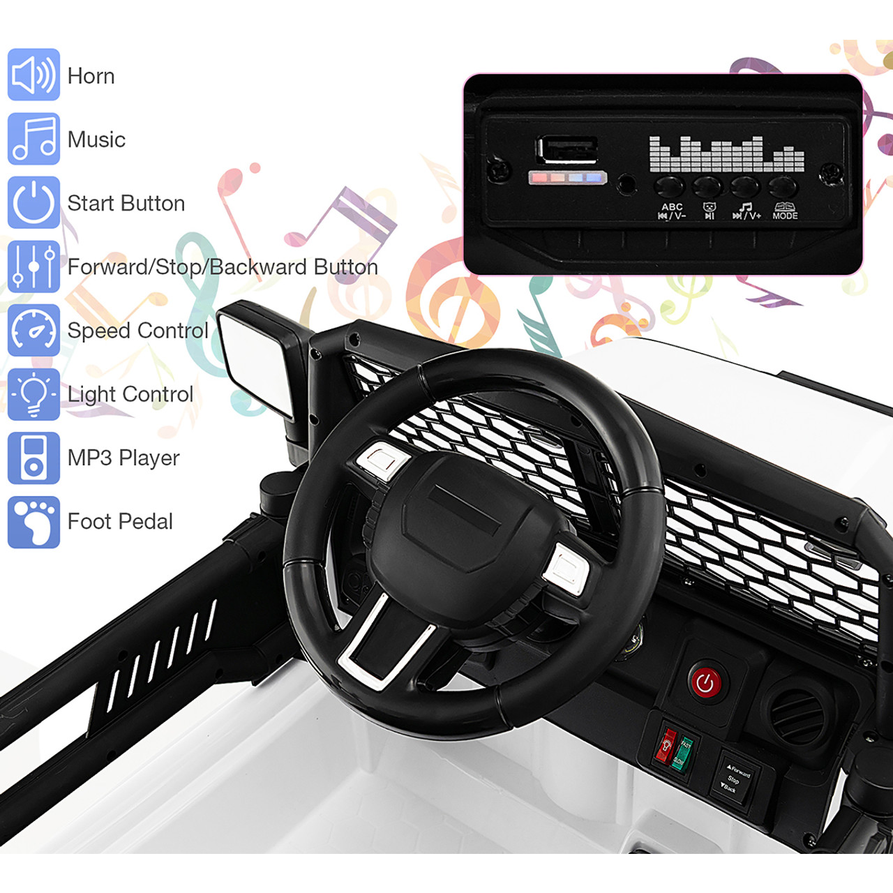 Kids' 12V Ride-on Truck with Remote and Headlights product image