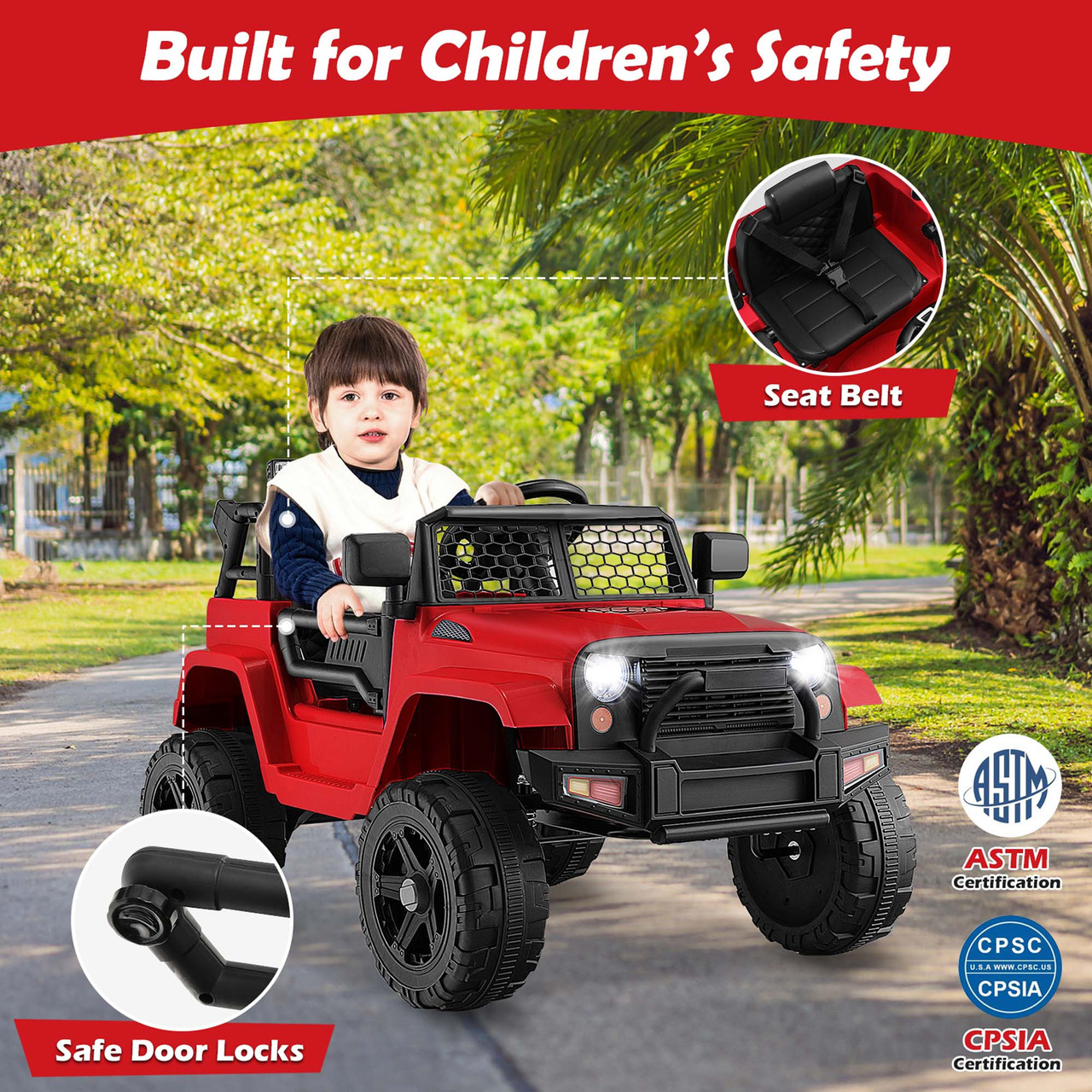Kids' 12V Ride-on Truck with Remote and Headlights product image