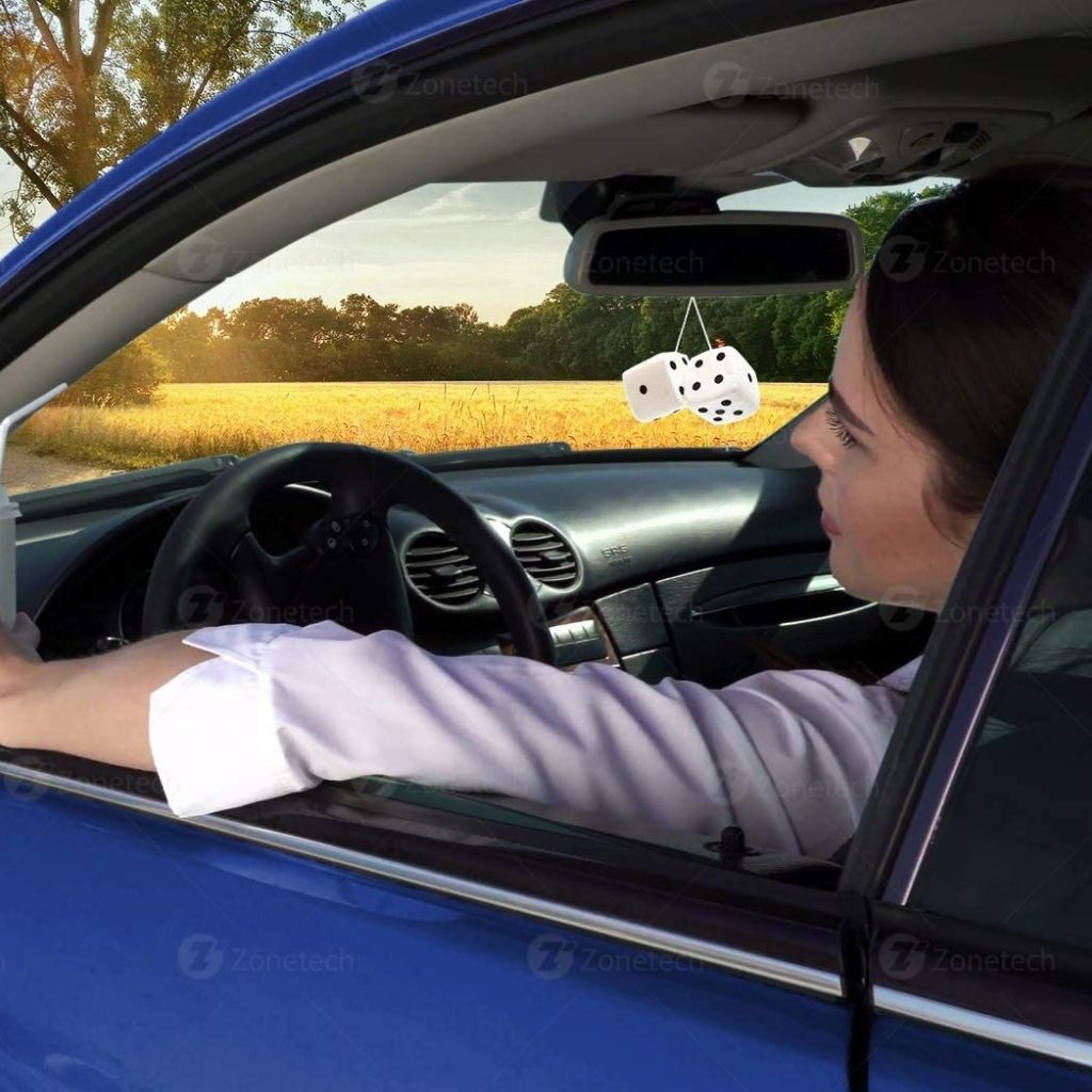 Zone Tech® Plush Fuzzy Dice For Rear View Mirror product image
