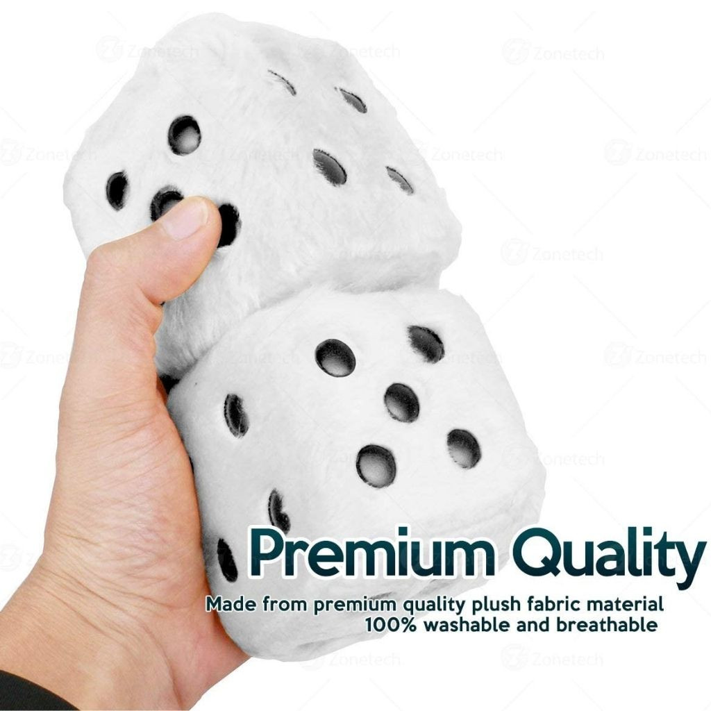 Zone Tech® Plush Fuzzy Dice For Rear View Mirror product image
