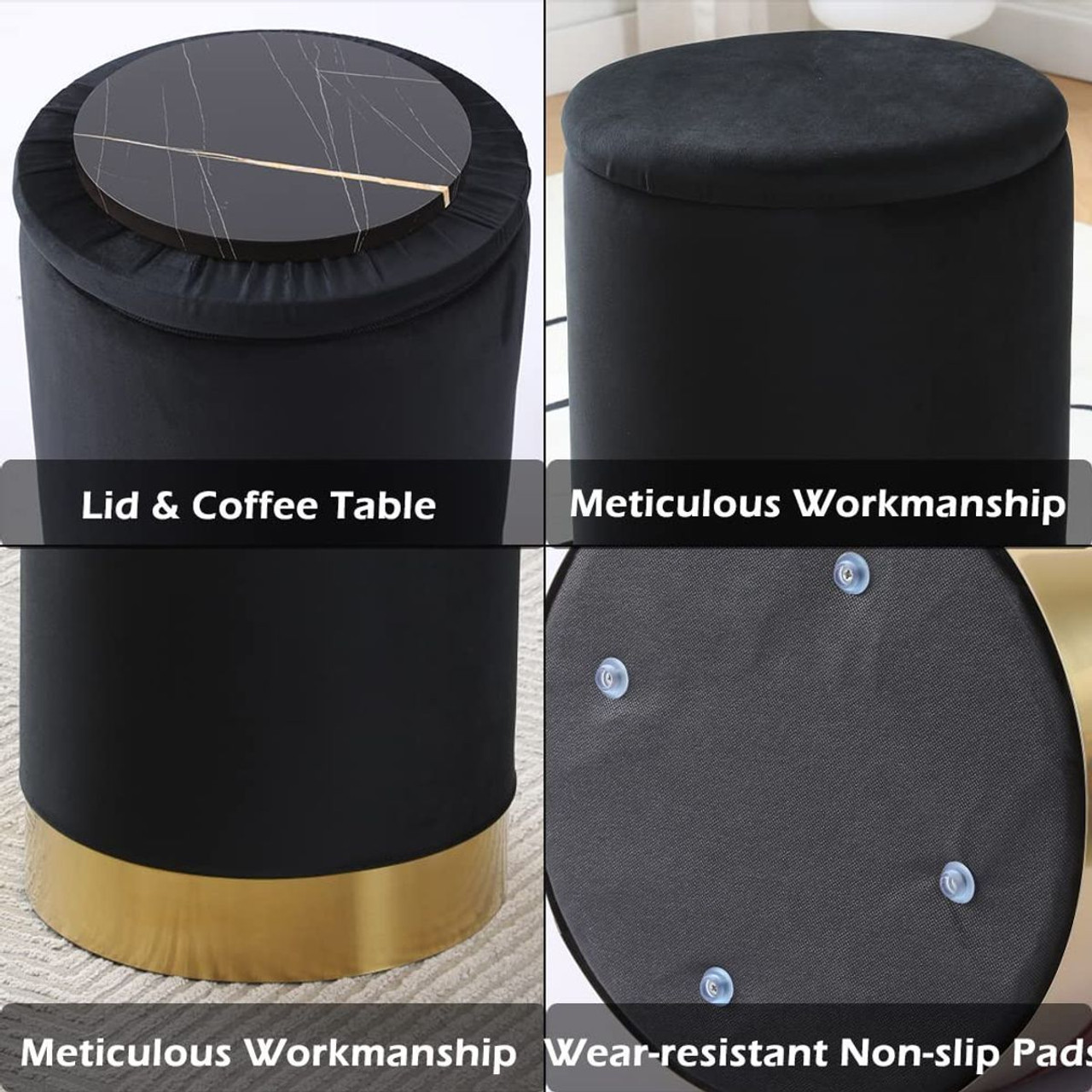 13.8-Inch Wide Faux Leather Round Storage Ottoman product image