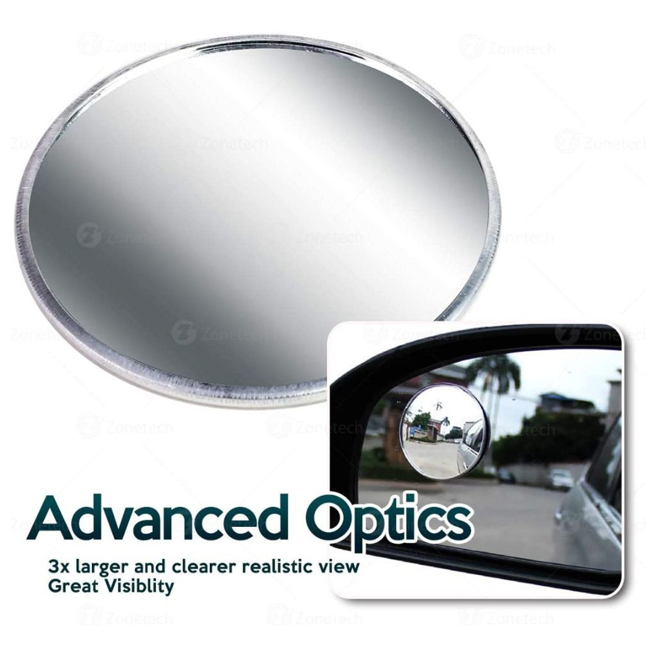 Zone Tech® 2-Inch Round Stick-on Rearview Blind Spot Convex Mirror (2- or 4-Pack) product image