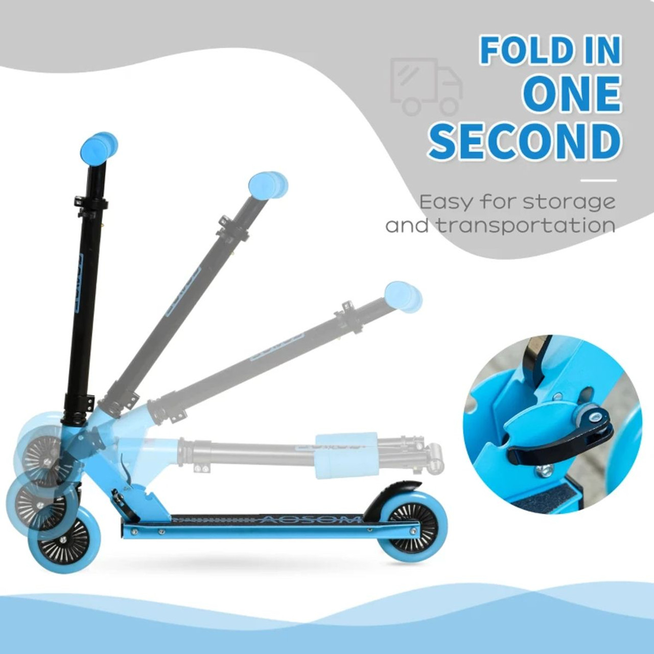 Kids' Aluminum Foldable Ride-on Kick Scooter with Adjustable Handlebar product image