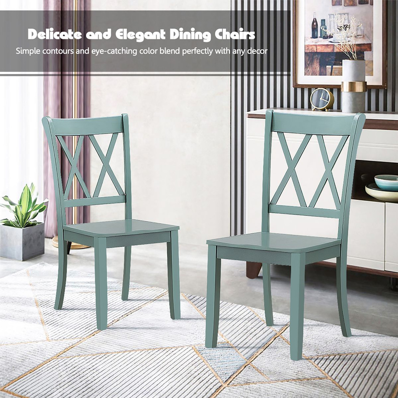 Cross Back Rubberwood Dining Room Chairs (Set of 2) product image