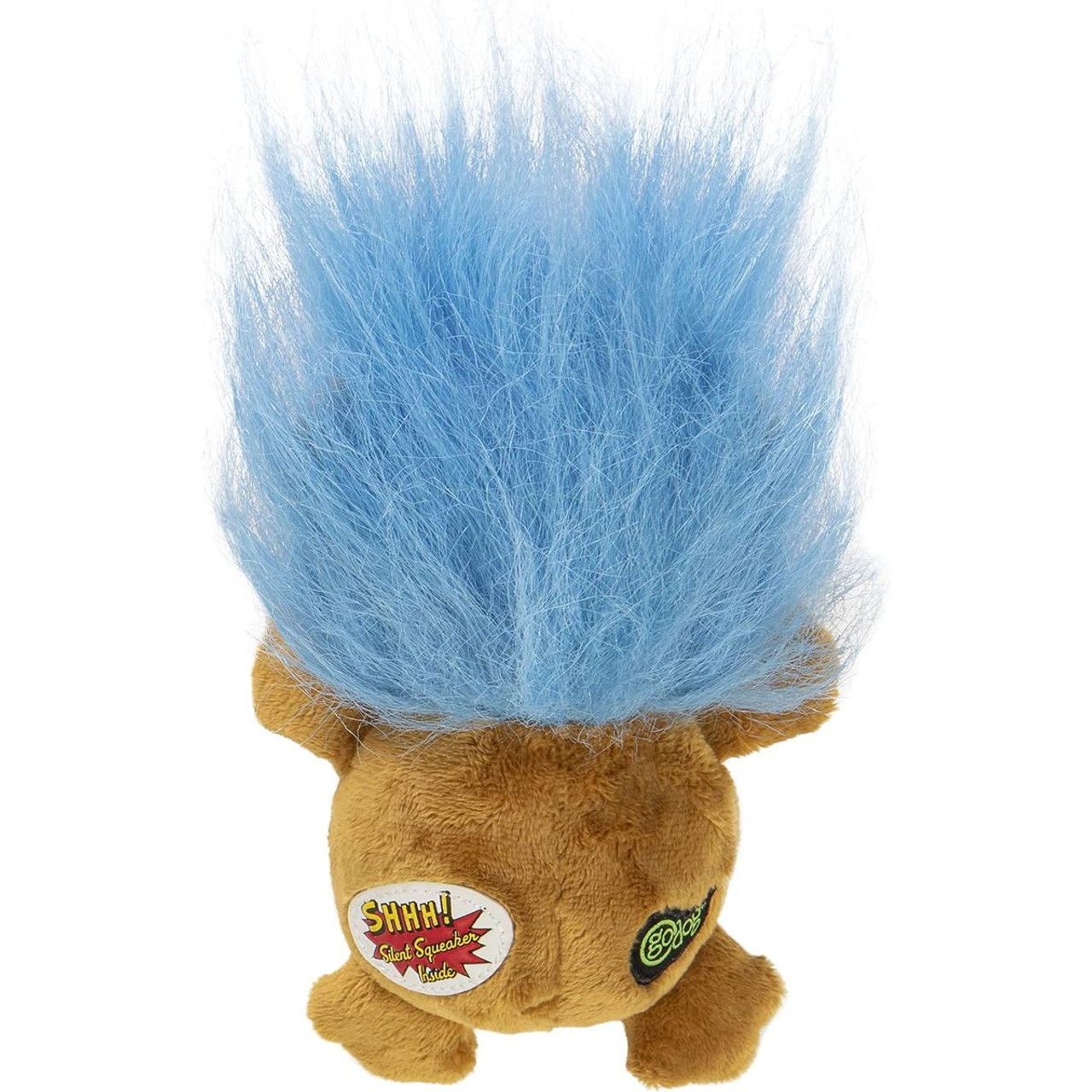 goDog Silent Squeak Crazy Hairs Hedgehog Dog Toy, Brown, Small