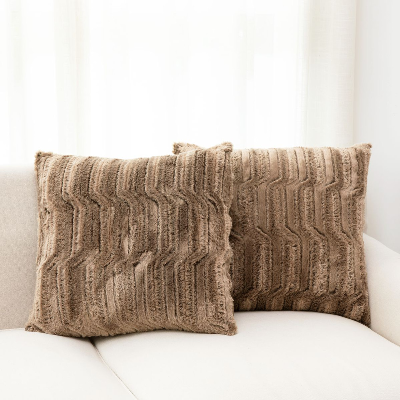 Decorative Faux Fur Throw Pillows with Inserts by Cheer Collection™ (Set of 2) product image