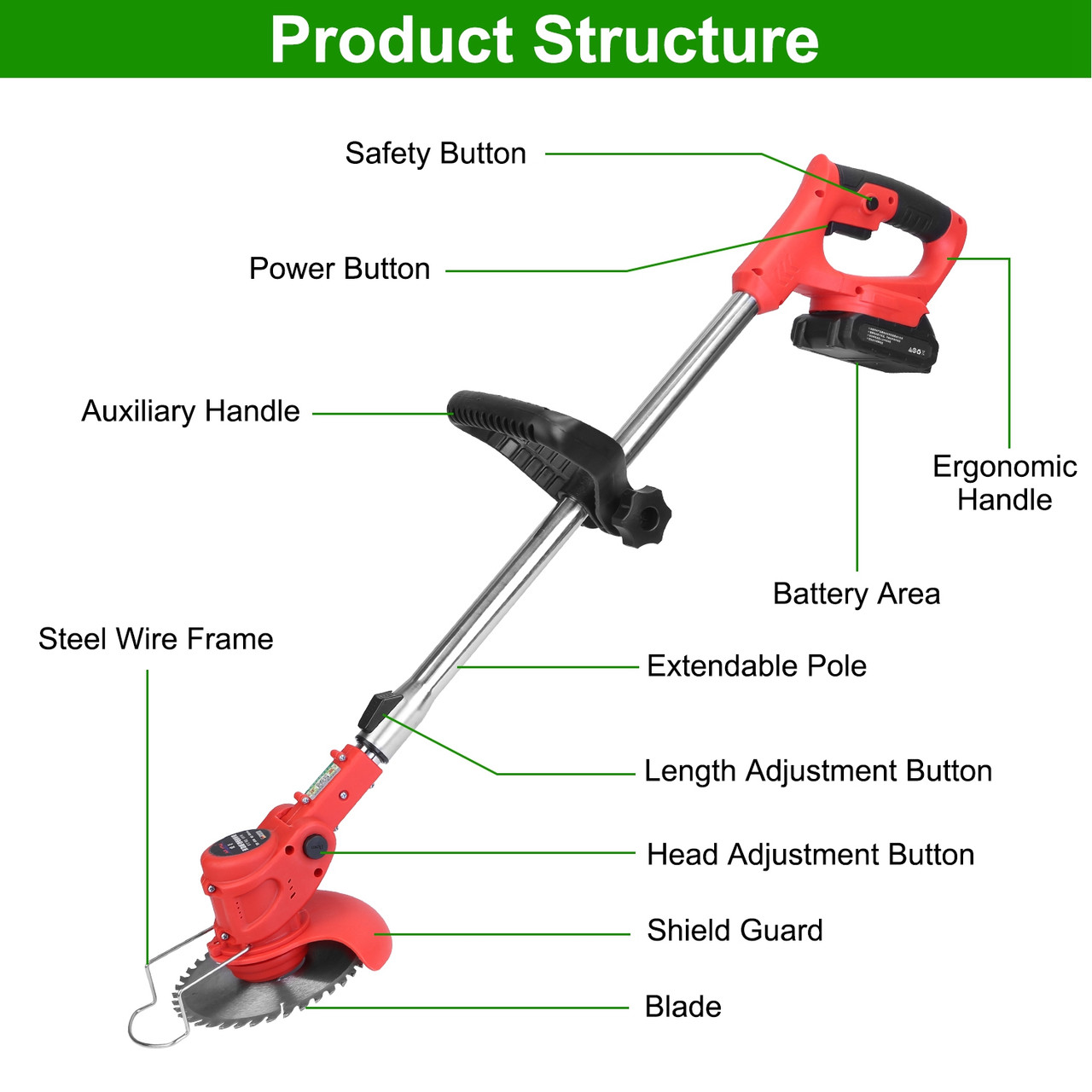 LakeForest® Electric Cordless Grass Trimmer product image