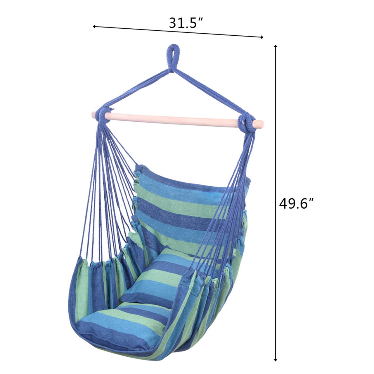 Cotton Canvas Hanging Rope Chair with Pillows product image