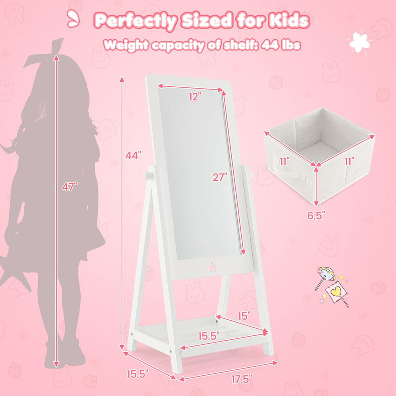 Kids' Freestanding Mirror with Storage product image