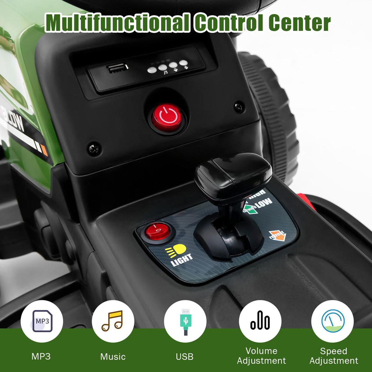 Kids' 12V Ride-on Tractor with Trailer and Parent Remote Control product image Kids' 12V Ride-on Tractor with Trailer and Parent Remote Control product image