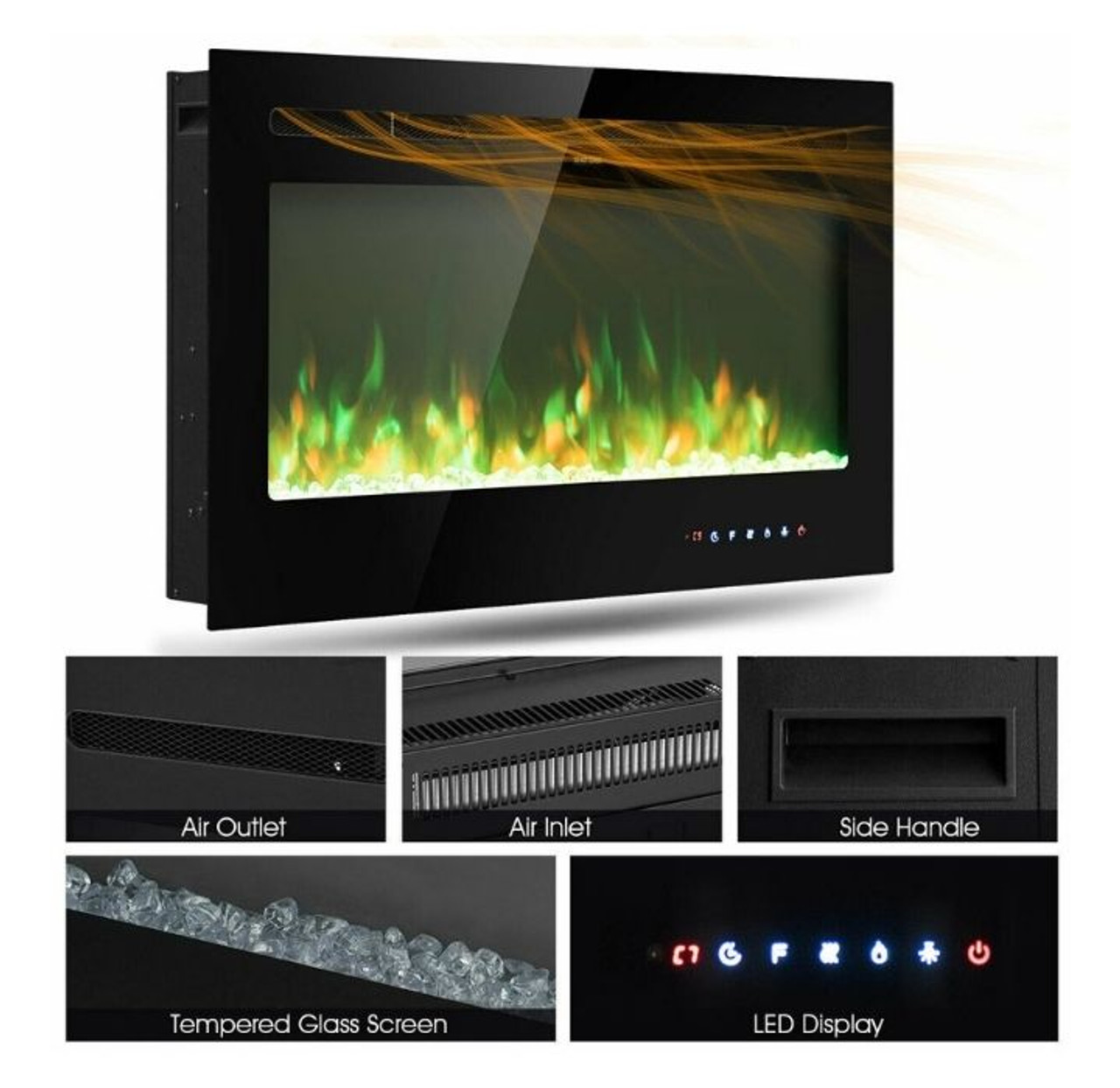 Ultra Thin Wall Mounted or Recessed Electric Fireplace product image