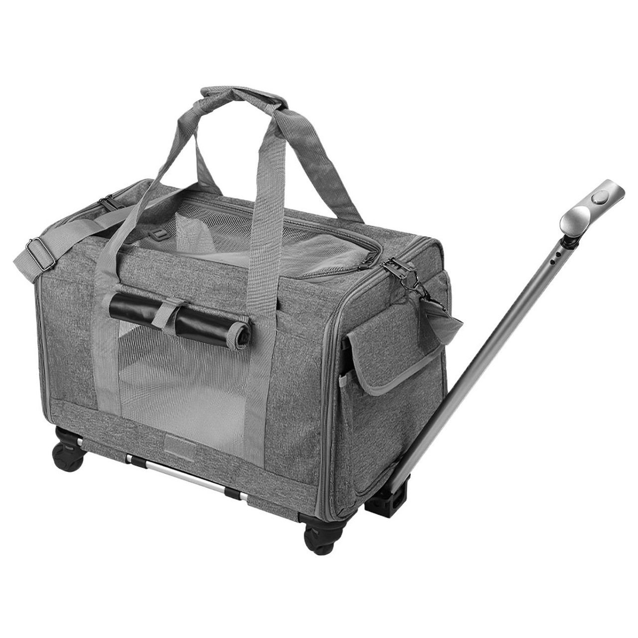 Rolling Pet Carrier with Telescopic Handle & Shoulder Strap by iMounTEK® product image