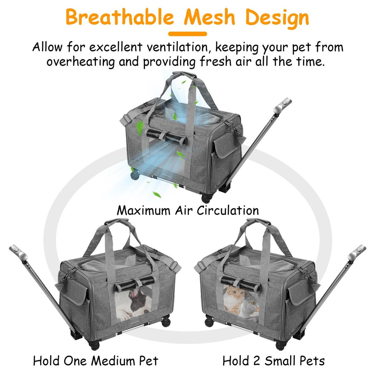 Rolling Pet Carrier with Telescopic Handle & Shoulder Strap by iMounTEK® product image