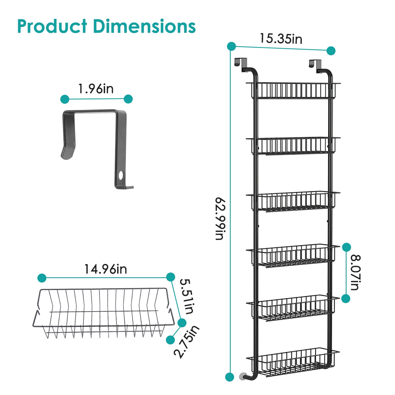 NewHome™ 6-Tier Over-the-Door Pantry Organizer Rack product image