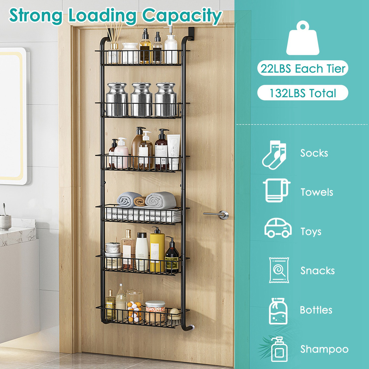 NewHome™ 6-Tier Over-the-Door Pantry Organizer Rack product image