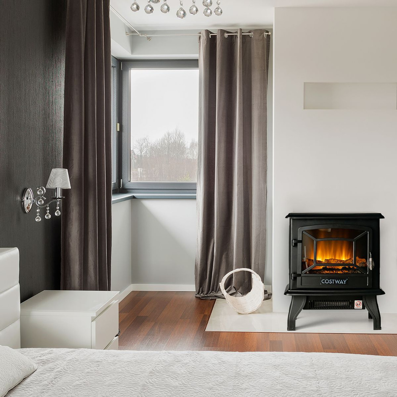 17-Inch Freestanding Electric Stove Fireplace Heater with 3-Side View product image