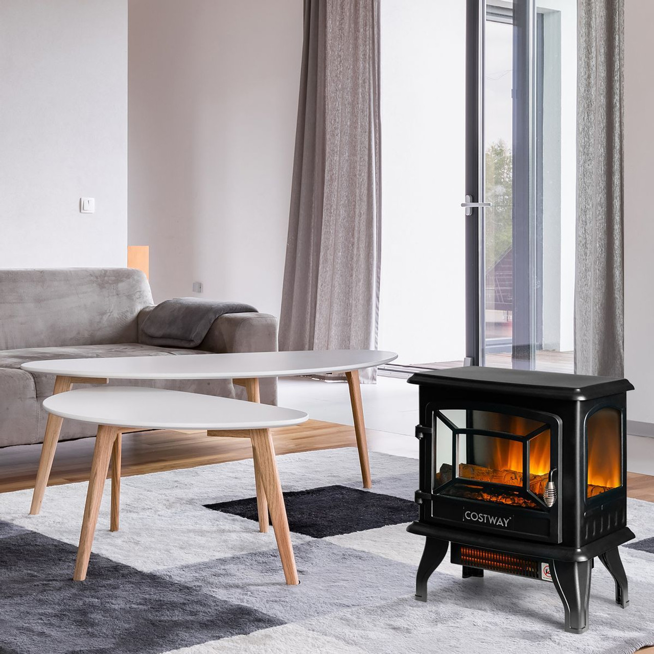 17-Inch Freestanding Electric Stove Fireplace Heater with 3-Side View product image