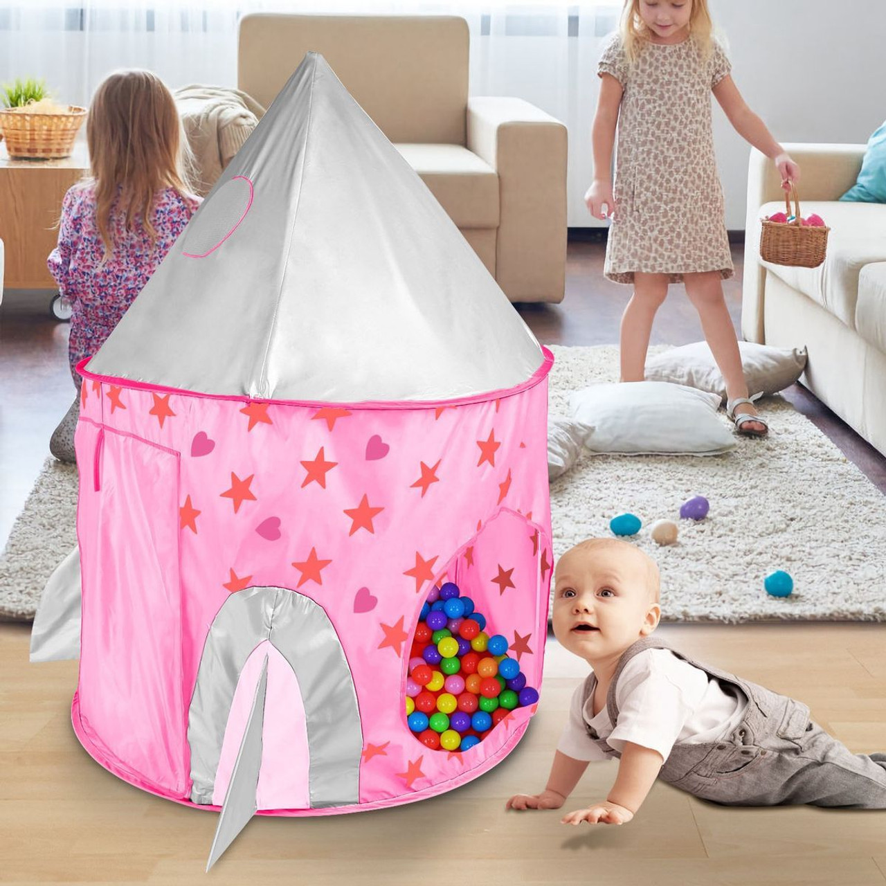 iMounTEK® Kids' 3-in-1 Pop-up Play Tent with Ball Pit & Crawl Tunnel product image