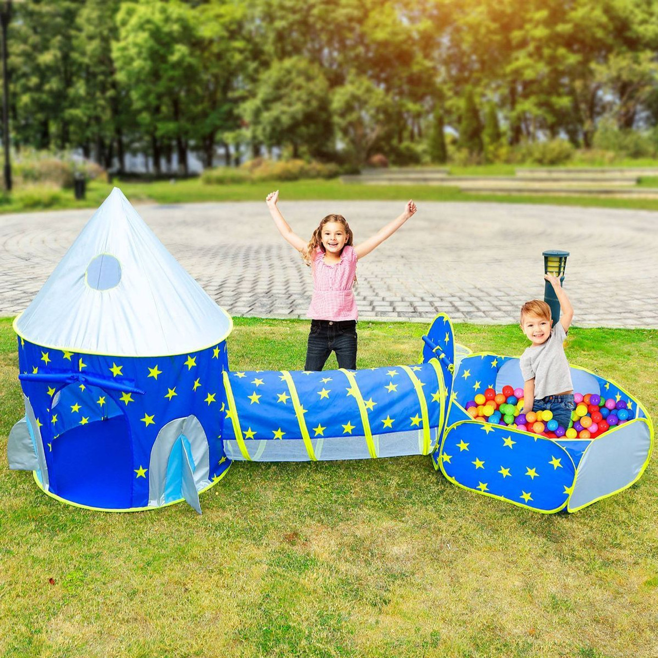 iMounTEK® Kids' 3-in-1 Pop-up Play Tent with Ball Pit & Crawl Tunnel product image