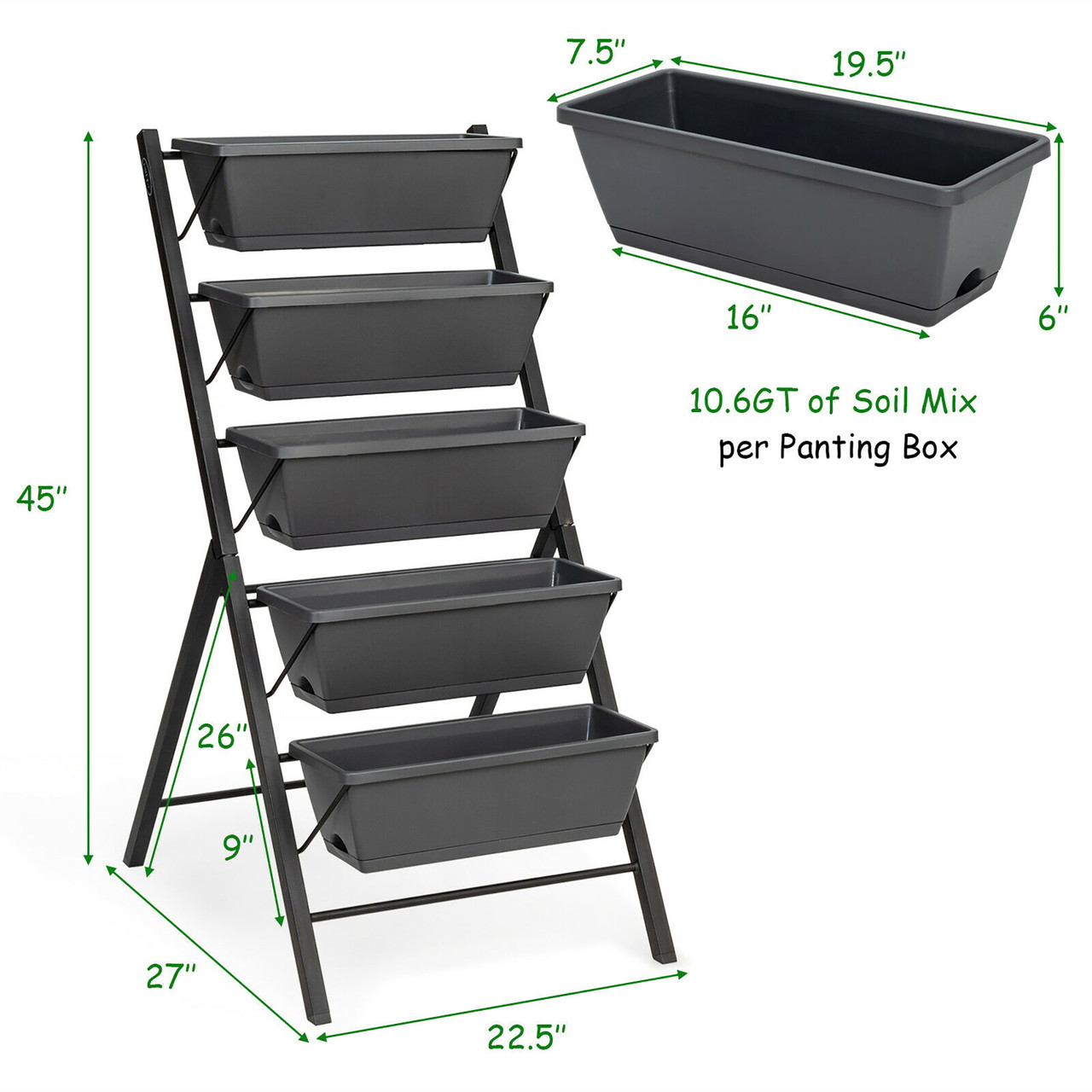 5-Tier Vertical Raised Garden Bed Planter Box product image