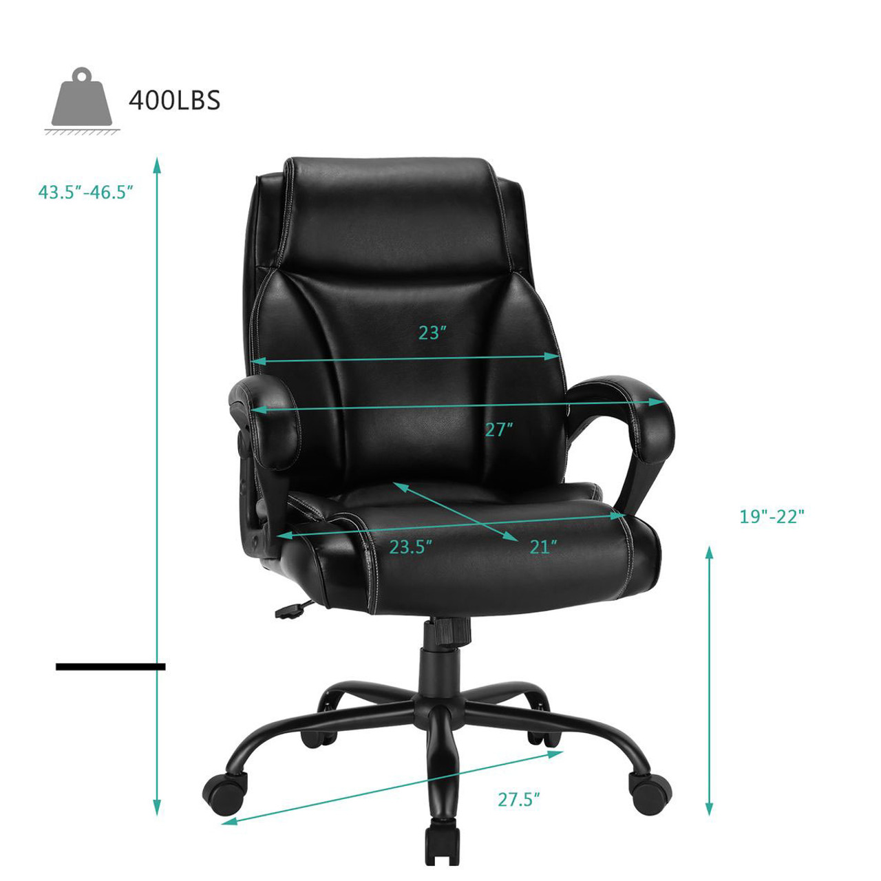 Big & Tall Adjustable High Back Leather Office Chair, 400-Pound Capacity product image
