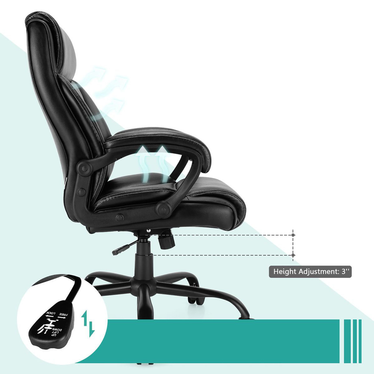 Big & Tall Adjustable High Back Leather Office Chair, 400-Pound Capacity product image