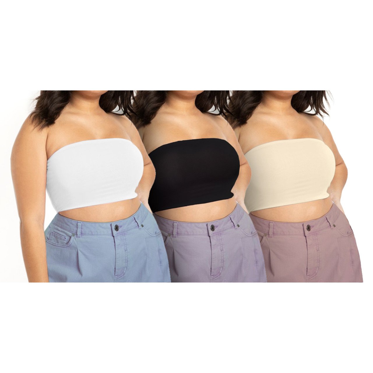 Women's Seamless Strapless Bandeau Crop Tube Top Bralettes (3-Pack) -  DailySteals