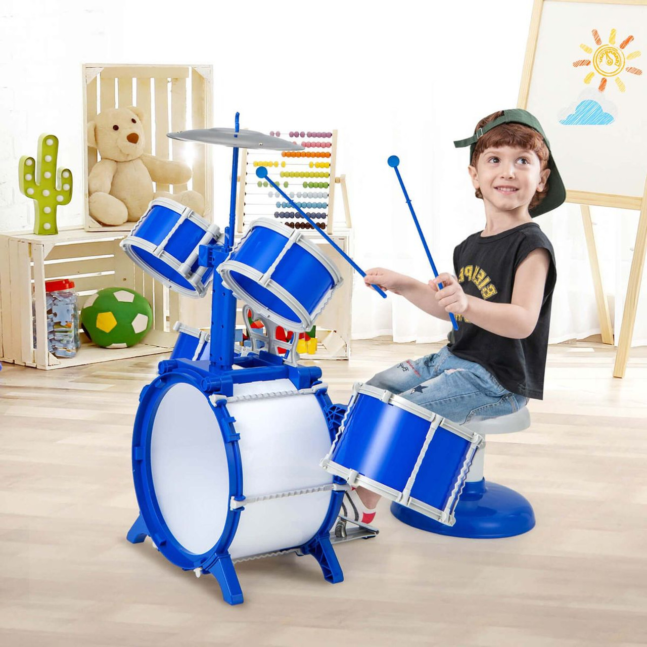 Kids' Jazz Drum Keyboard Set with Stool & Microphone Stand product image