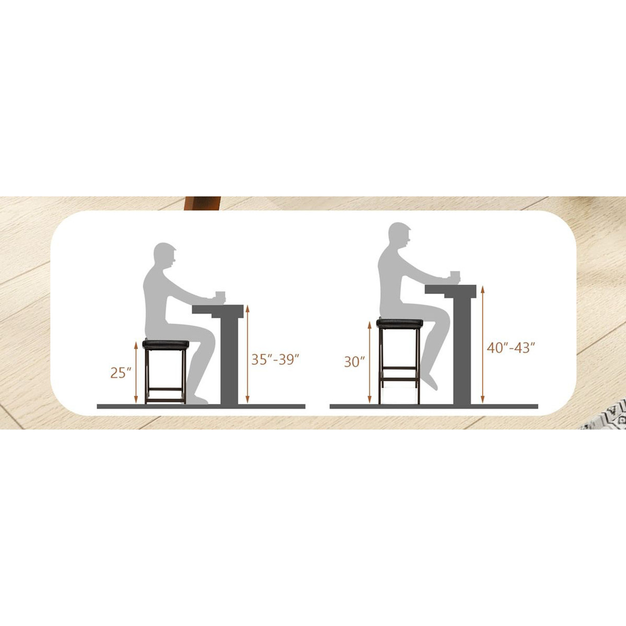 PU Leather Upholstered Saddle Seat Barstools with Footrest (Set of 2) product image