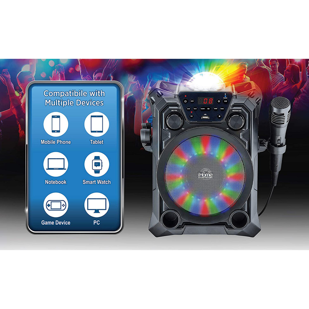 iHome® Bluetooth Karaoke with Party Lights product image
