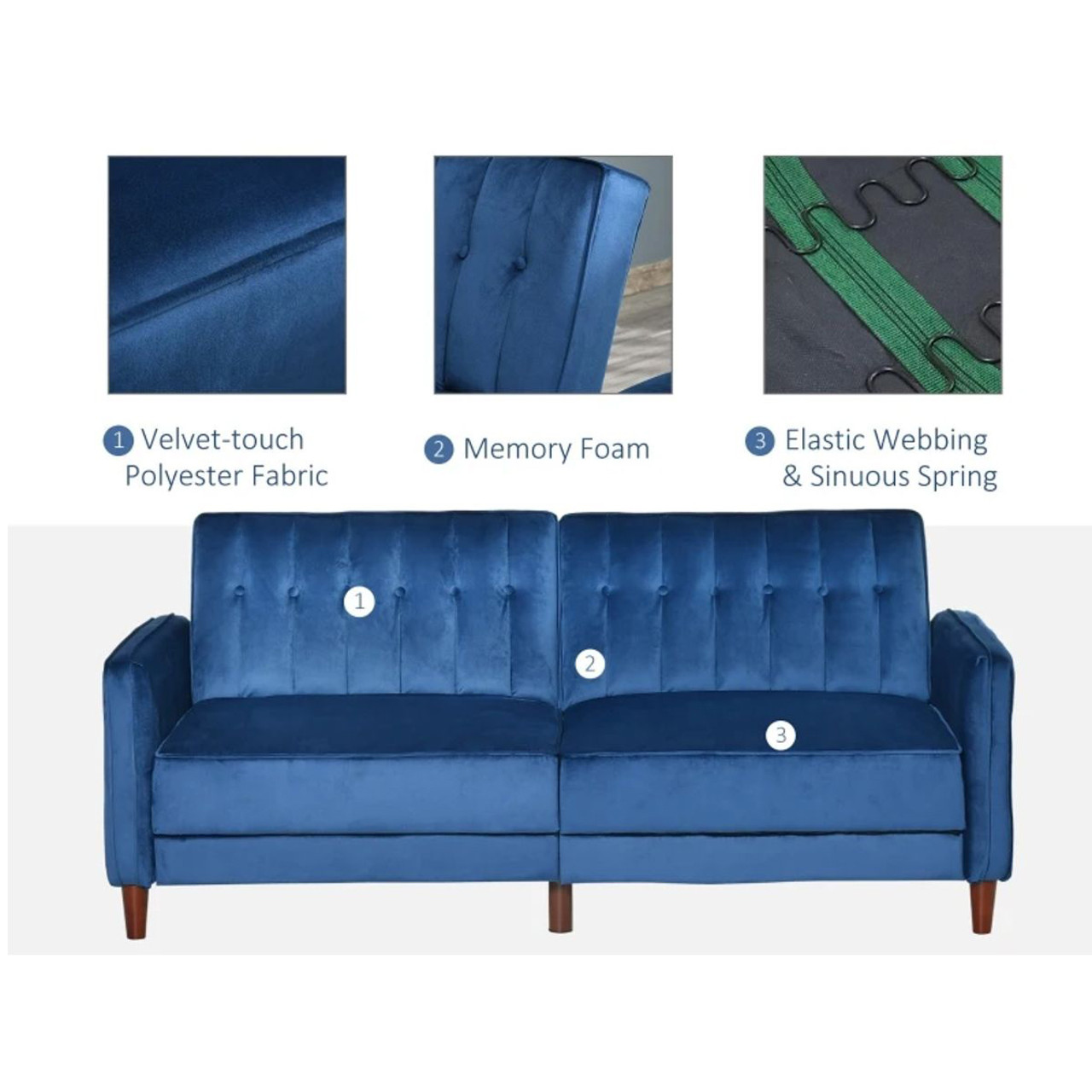 HOMCOM Convertible Sofa Sleeper Futon with Split Back Design  product image