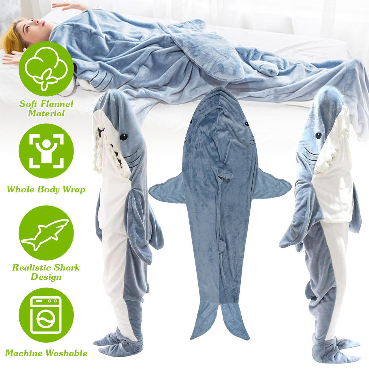 Kids' Shark Wearable Hooded Blanket by NewHome™ product image