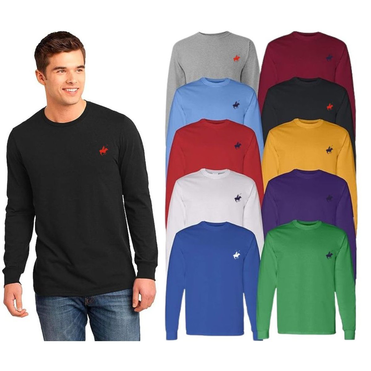 Pacific Polo Club Men's Cotton Long Sleeve T-Shirts (4-Pack) product image