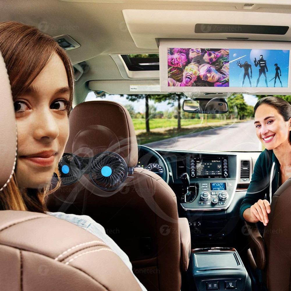 Quiet Dual Auto Electric Cooling Air Fan For Rear Seat product image