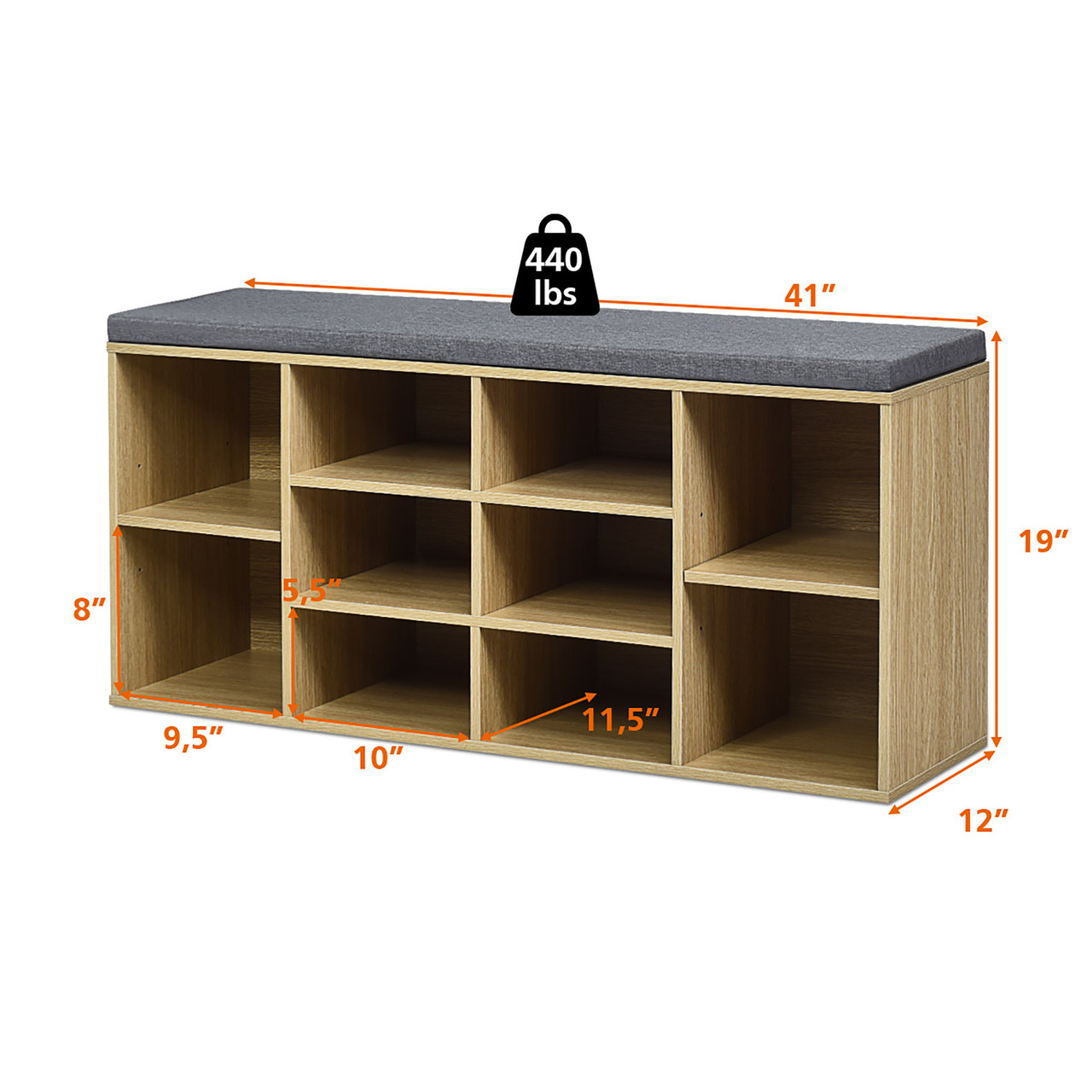 Entryway Padded Shoe Storage Bench product image