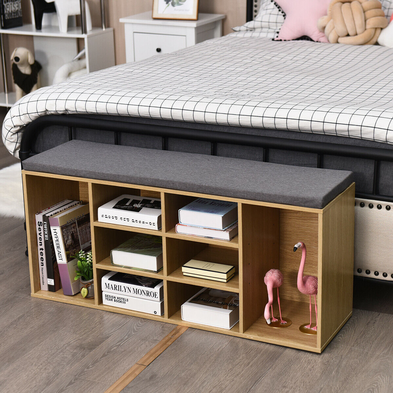 Entryway Padded Shoe Storage Bench product image