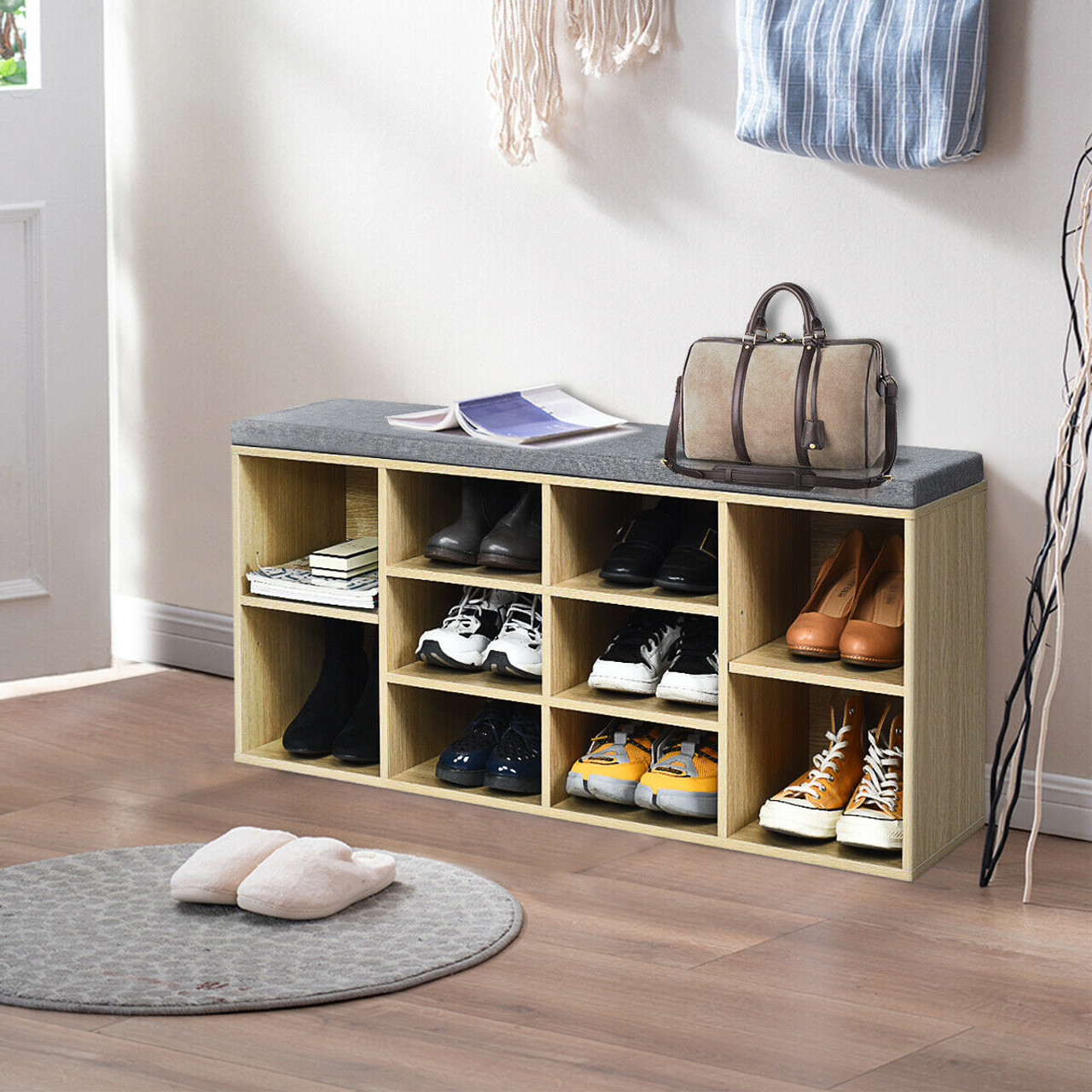 Entryway Padded Shoe Storage Bench product image
