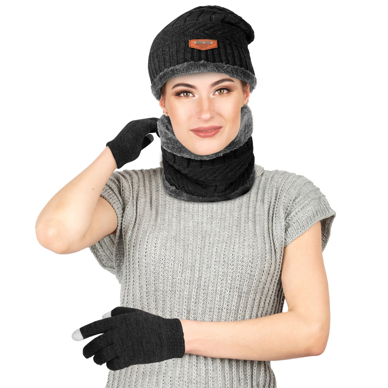 3-Piece Beanie Hat, Gloves, & Scarf Bundle product image