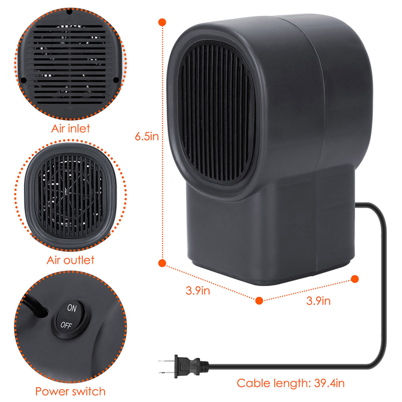 500W Portable Electric Space Heater product image