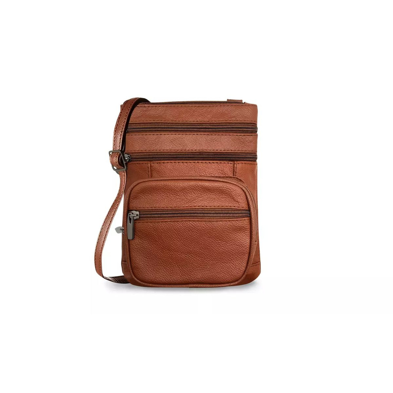 Genuine Leather Multi-Zippered Crossbody Bag product image
