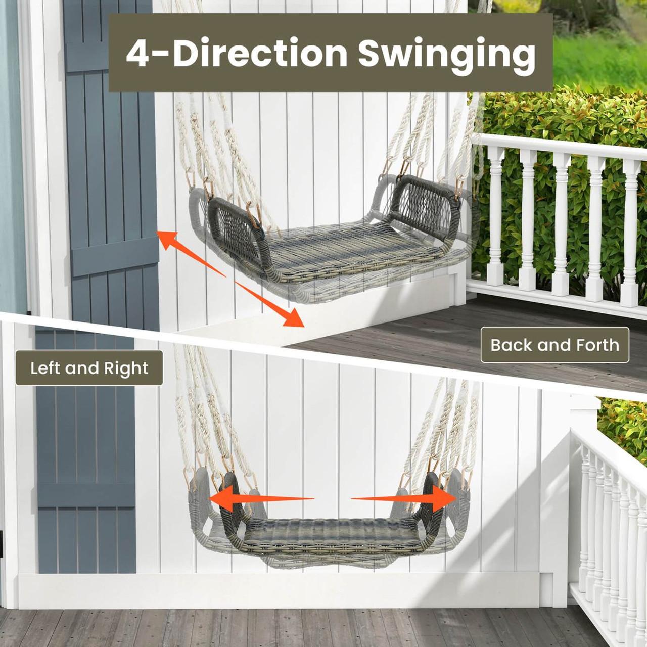 Wicker Porch Swing Seat with Cozy Armrests product image